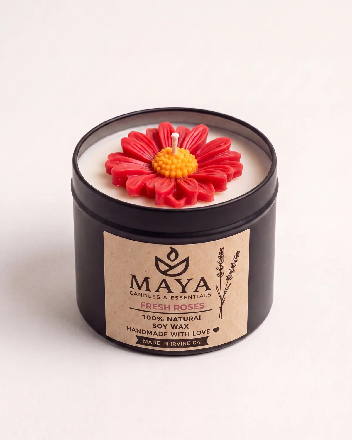 Fresh Roses Soy Candle by Maya Candles & Essentials