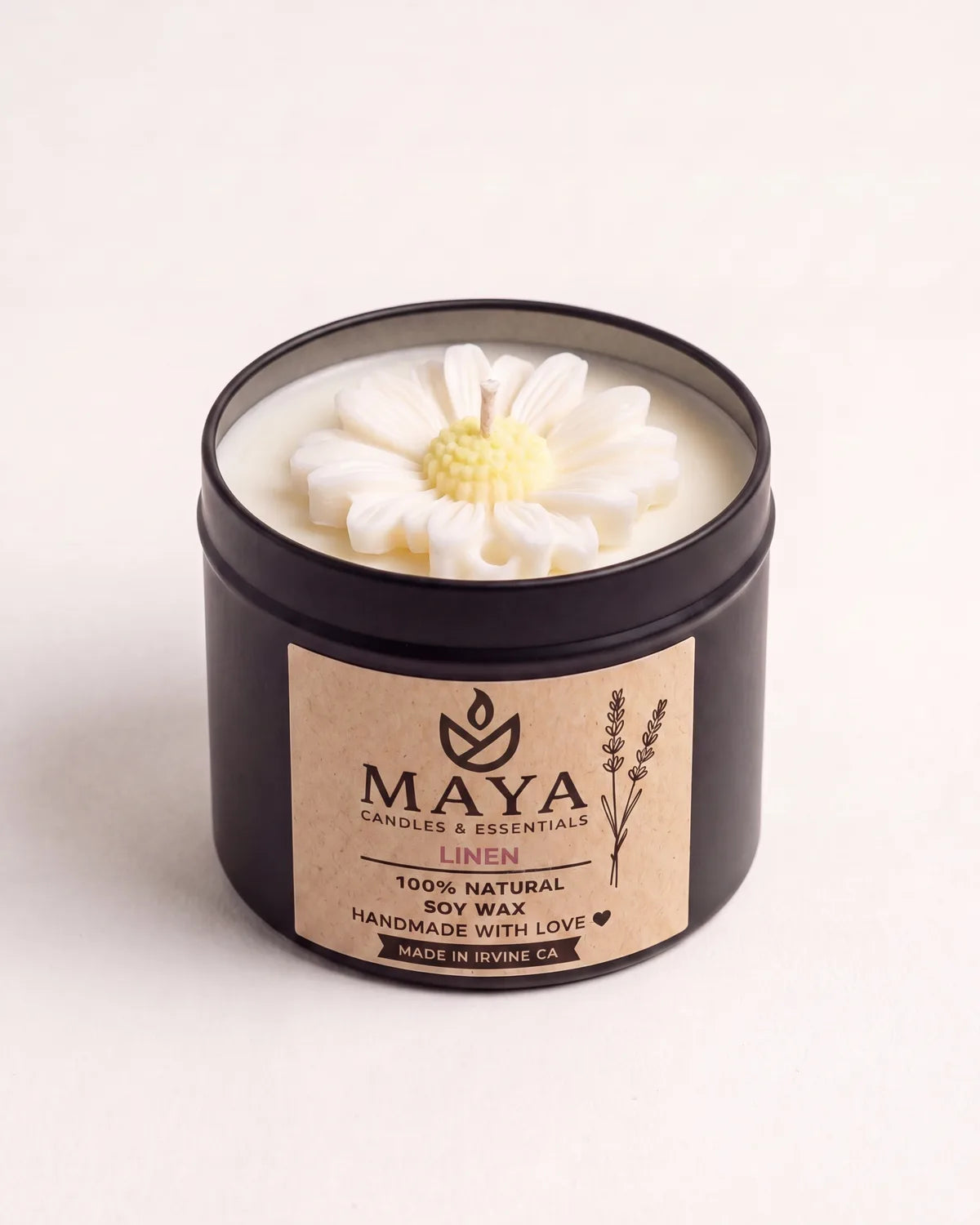 Linen Soy Candle by Maya Candles & Essentials