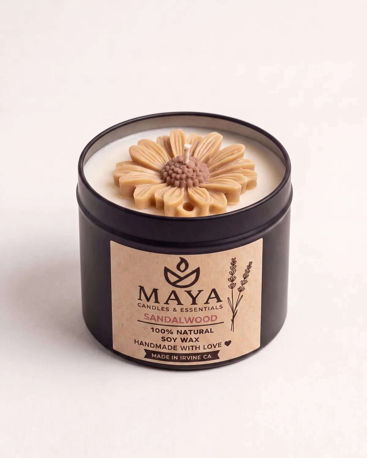 Sandalwood Soy Candle by Maya Candles & Essentials